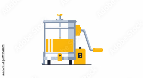 Isolated Cartoon Illustration of a Manual Machine with Rotating Handle