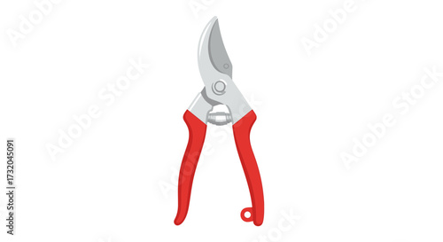 Isolated vector illustration of red garden pruning shears on a white background