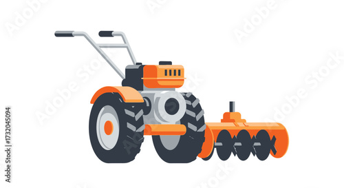 Isolated vector illustration of a small garden tiller on white background