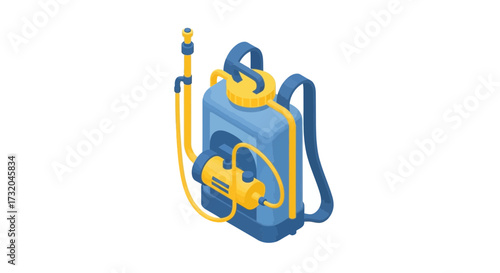 Isometric rendering of backpack sprayer, suitable for agricultural and landscaping application