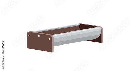 Minimalist illustration showcasing a brown and silver colored bedstead