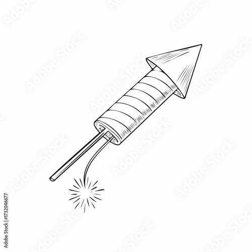 Hand-drawn firecracker exploding symbolizing celebration and festival.