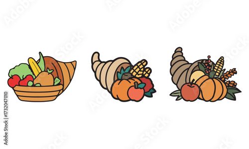 Colorful cornucopia vector.