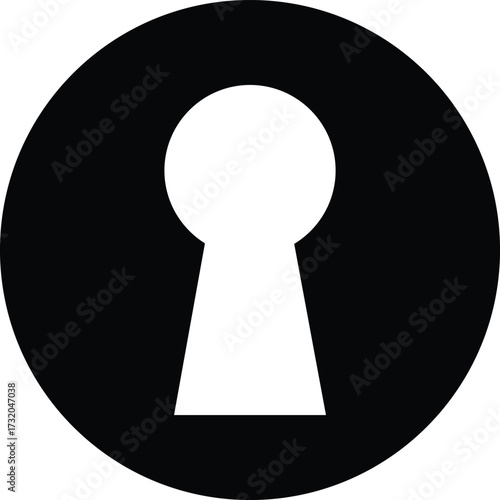Keyhole icon black color, style, security symbol, privacy element, lock hole silhouette, door access illustration bundle vector design