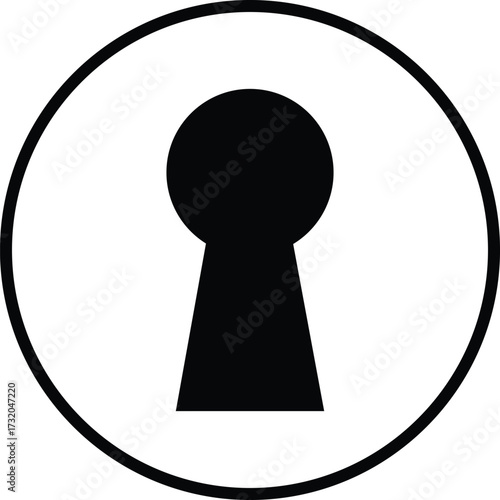 Keyhole icon black color, style, security symbol, privacy element, lock hole silhouette, door access illustration bundle vector design