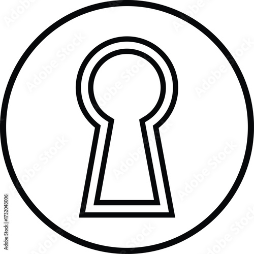 Keyhole icon black color, style, security symbol, privacy element, lock hole silhouette, door access illustration bundle vector design