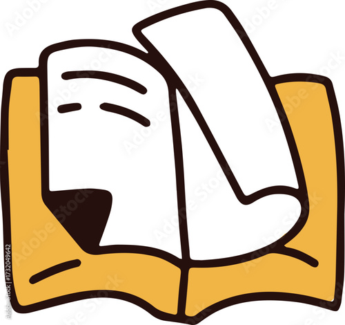 Open book illustration with blank pages suitable for learning content creation