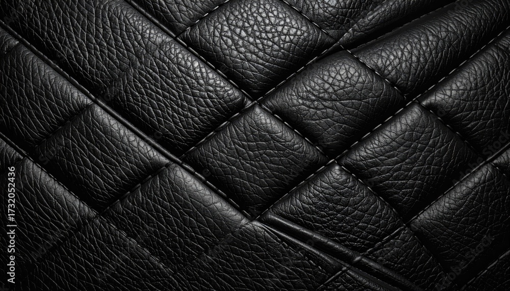 Obraz premium Close-up of black leather quilted pattern
