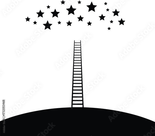 Ladder to the stars on a hilltop