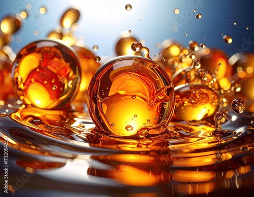 Wallpaper Mural Amber liquid spheres in motion Torontodigital.ca