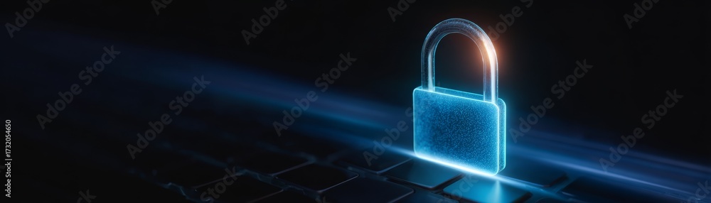 Fototapeta premium Glowing Padlock Padlock that emits light creating bright secure visual effect Glowing.