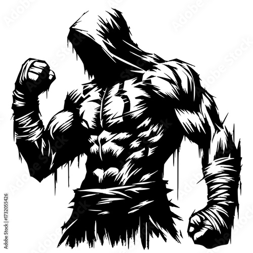 Muscular assassin portrait vector design