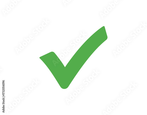 A simple, vibrant green checkmark symbol, isolated on a clean white background, signifying approval, correctness, or a completed task