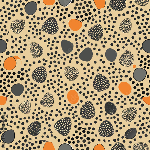 Hand-Drawn Polka Dot Seamless Pattern. A minimalist vector background with irregular spots for modern design.