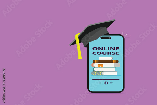 Online courses e-learning vector banner,digital education through internet
