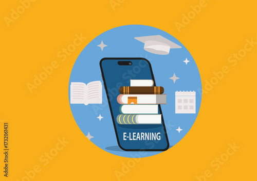 Online courses e-learning vector banner,digital education through internet
