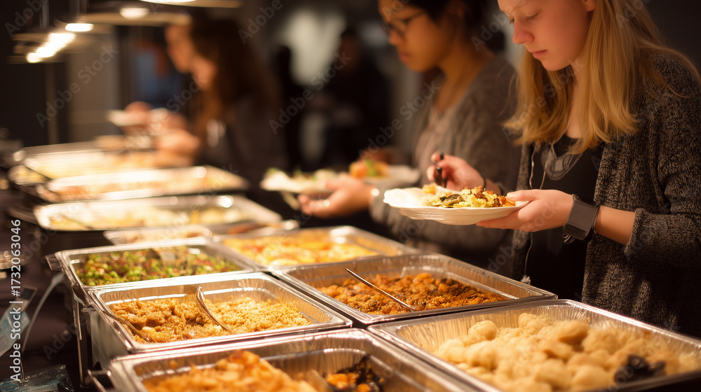 Obraz premium Advanced catering and refreshment coordination services incorporating student dietary needs and budget-conscious planning enable event organizers to provide appropriate food an