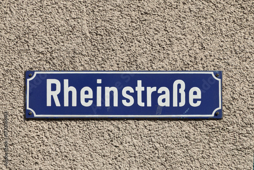 Wallpaper Mural street sign Rheinstrasse, engl street of river Rhine in old enamel Torontodigital.ca