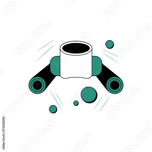 compact robot connector hub, modular trident coupler, mechatronic assembly part, clean geometric shapes, minimal tech logo vector