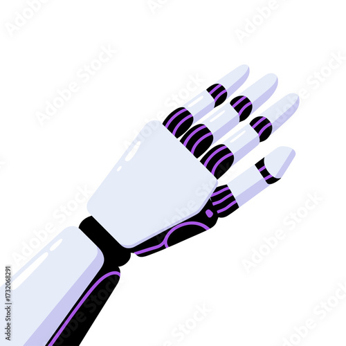 robotic hand open palm, articulated fingers, cybernetic glove concept, human machine interface, futuristic technology icon, clean vector