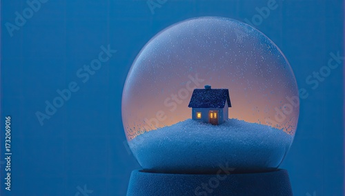 Snow globe house night