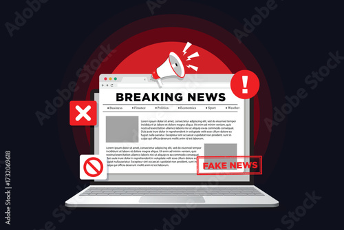 Fake News Concepts. fake information in online news, Press, Junk News Content, False information on Online News, Disinformation in Newspaper.