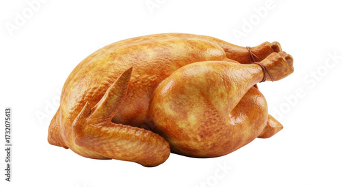Fotografi Isolated Whole Roasted Chicken Golden Brown Dinner Thanksgiving Celebration Food