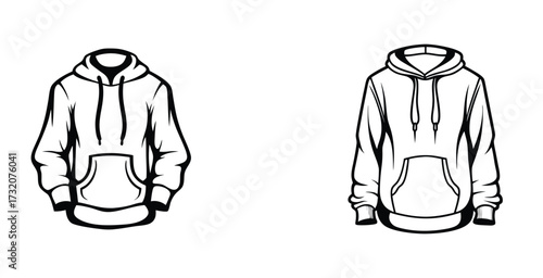 Line art fashion sketch of a hoodie silhouette style vector art design
