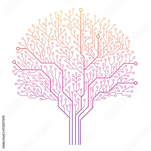 Abstract Circuit Board Tree. Technical circuit tree illustration  