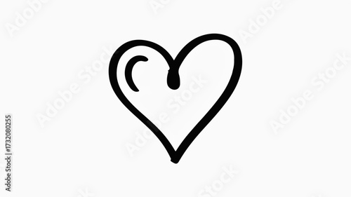 Simple hand drawn heart symbol conveying love, affection, and care for Valentine's Day, romance, or wellness campaigns