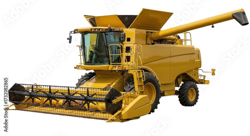 Tableau sur toile Isolated yellow combine harvester, farm equipment for grain harvesting and agric