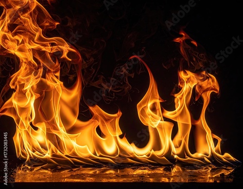 Fiery flames against a black background (3)