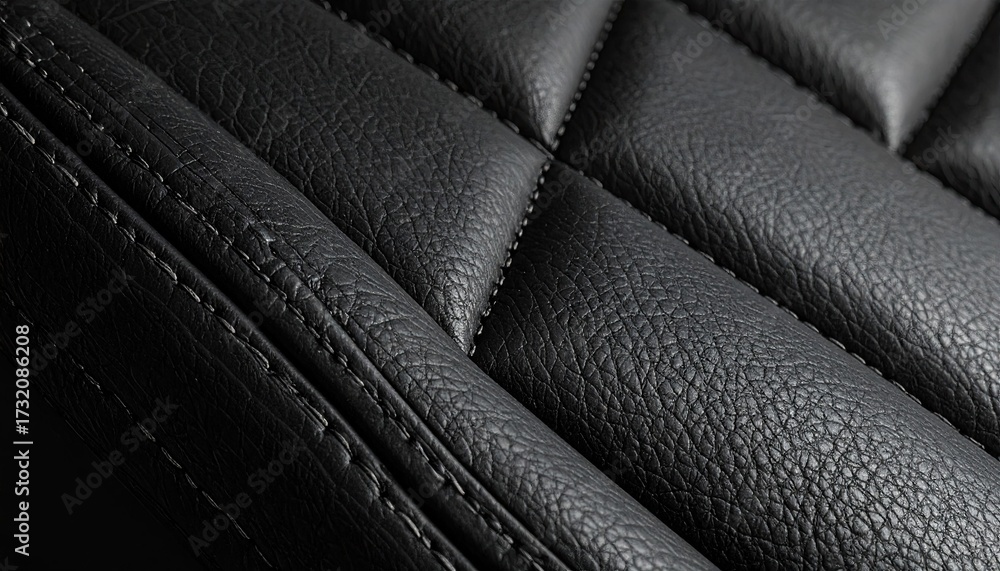 Obraz premium Close-up of black leather car seat upholstery (1)