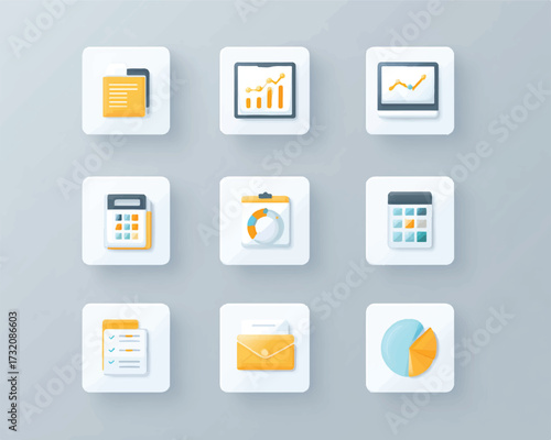 Business and finance elements set data analysis accounting icons for website and apps design flat design
