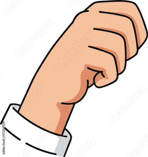 Clenched fist showing determination with a light-colored sleeve  