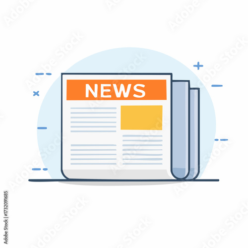 Illustration of a folded newspaper with the word "NEWS" prominently displayed on the front page.