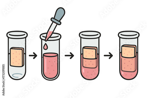 Process creating artificial skin in test tube. Tissue engineering, lab-grown organ, cellular agriculture. Biotechnology research, scientific experiment, dermatology development.