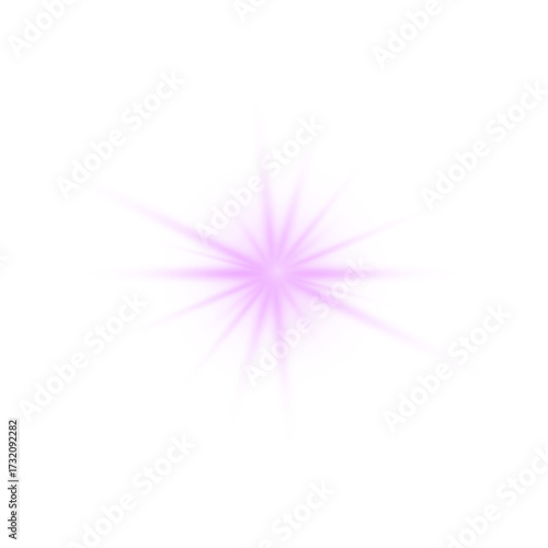 Cosmic purple light with shining spark and blinking star effect. Vector illustration.