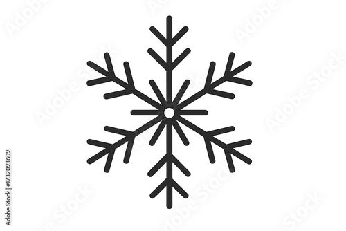 Snowflake icon vector illustration, linear winter symbol, cartoon frost crystal design with transparent background, seasonal cold weather graphic, ordered set element for holiday and winter themes