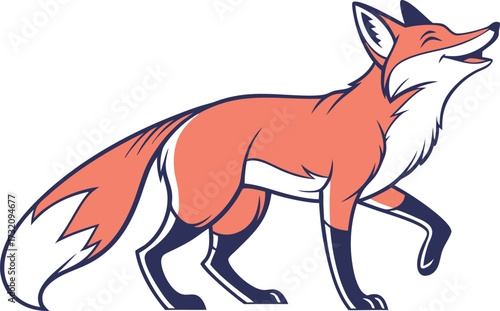 Stylized Fox Illustration on White Background
