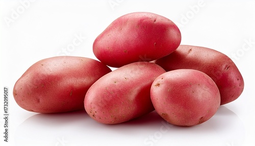 Raw Red Potato Vegetables Isolated On White Background