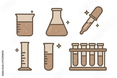 Essential laboratory glassware and scientific research equipment for chemistry experiments and educational purposes