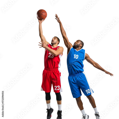 basketball players with ball
