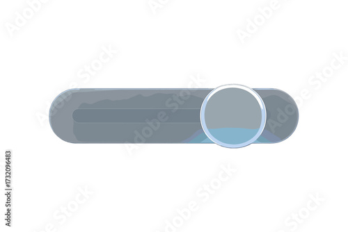 Contemporary user interface toggle switch button in an active on position, featuring a sleek design and subtle blue glow, ready for digital interaction