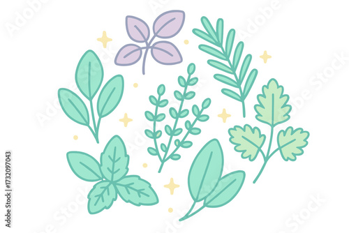 Vibrant assortment of fresh culinary herbs and aromatic spices, including basil, rosemary, and cilantro, artfully arranged for cooking and seasoning