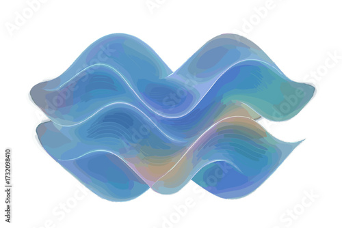 Smooth abstract wave pattern with translucent overlapping forms and luminous blue and purple gradients creating a dynamic background