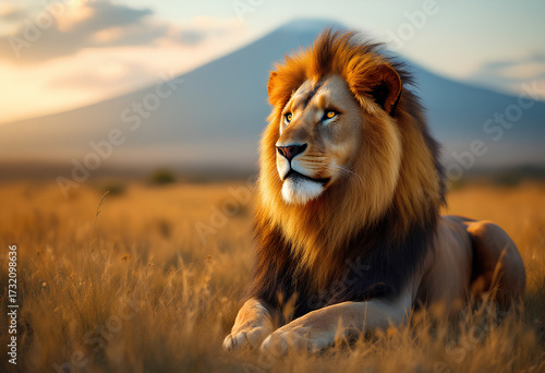 male lion in the wild