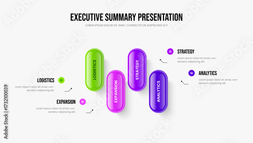 Digital Analysis 4 Option Diagram Frame Layout. Visual Campaign Slide Template Vector Illustration. Market Performance Four Element Infographic Presentation Design.