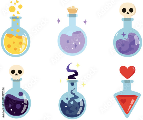 Magical Potions and Elixirs - Flat Illustration Set