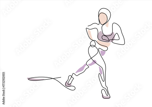 Athlete performing side lunge exercise in a single line drawing. line icon-continuous line drawing. Editable stroke. 